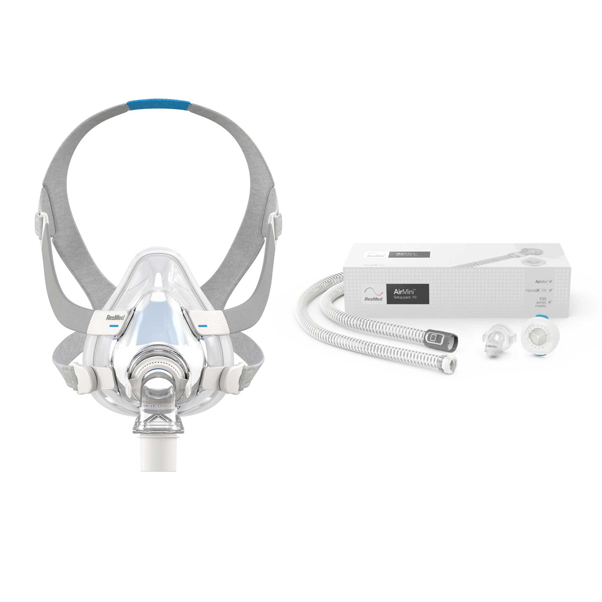 ResMed AirFit™ F20 Full Face CPAP Mask - Complete System with Airmini Setup Pack