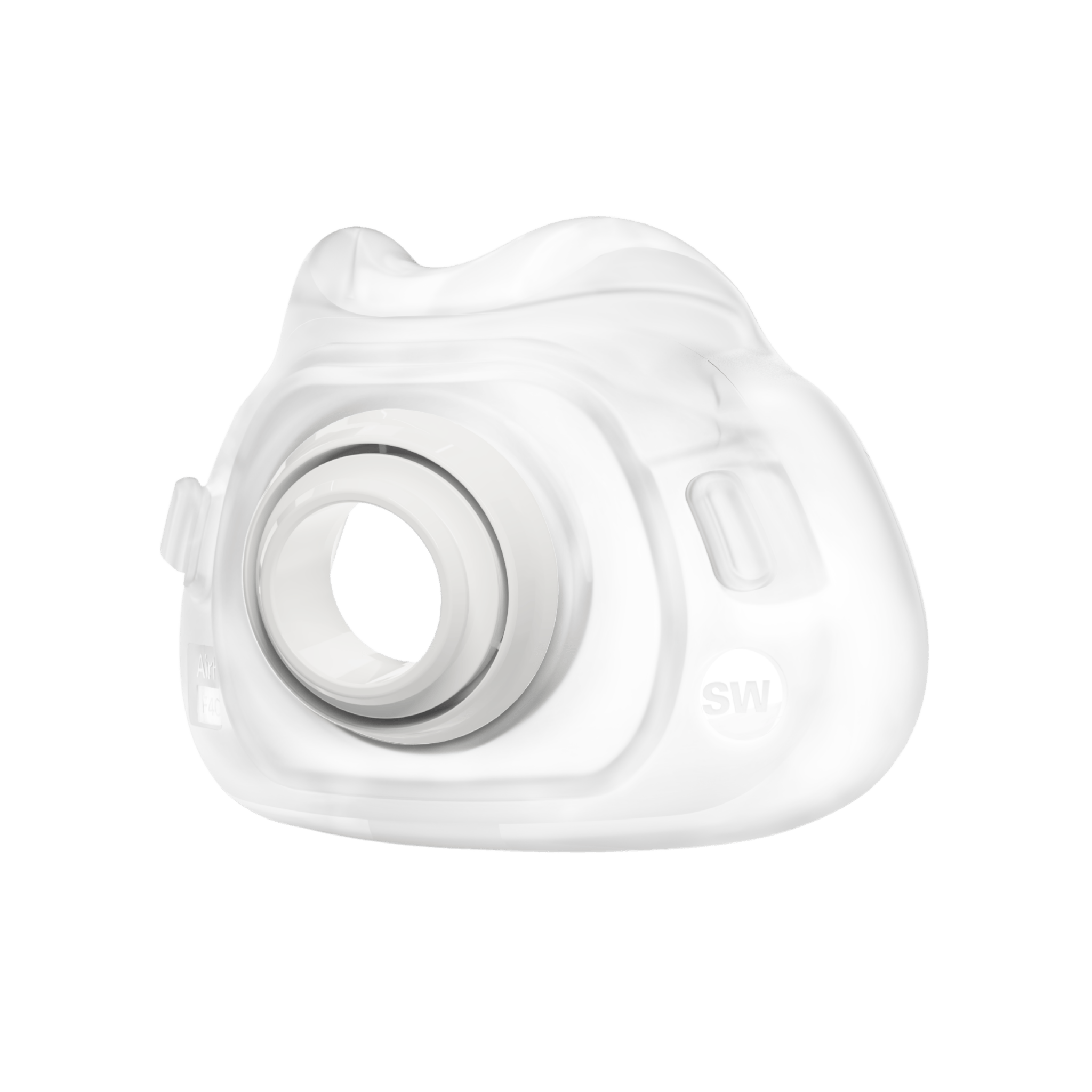 small wide airfit f40 cushion with vent ring, viewed from the front quarter