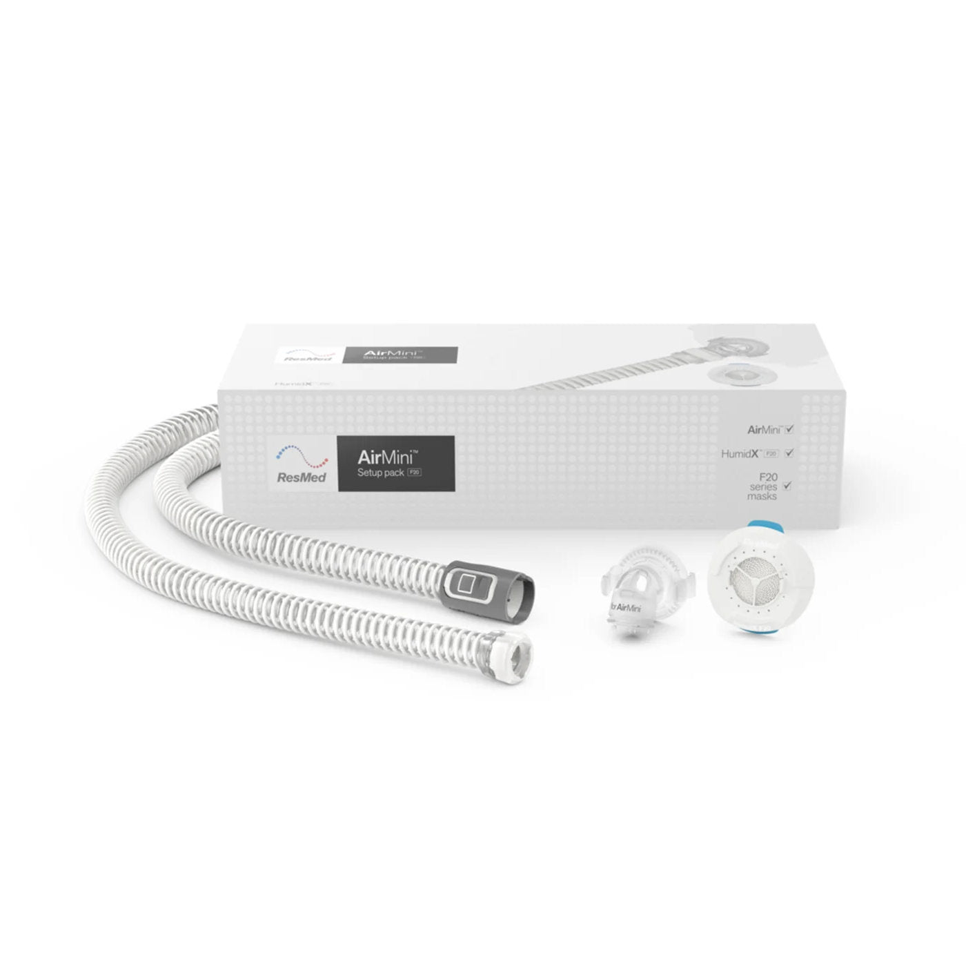 ResMed AirFit™ F20 Full Face CPAP Mask - Complete System with Airmini Setup Pack