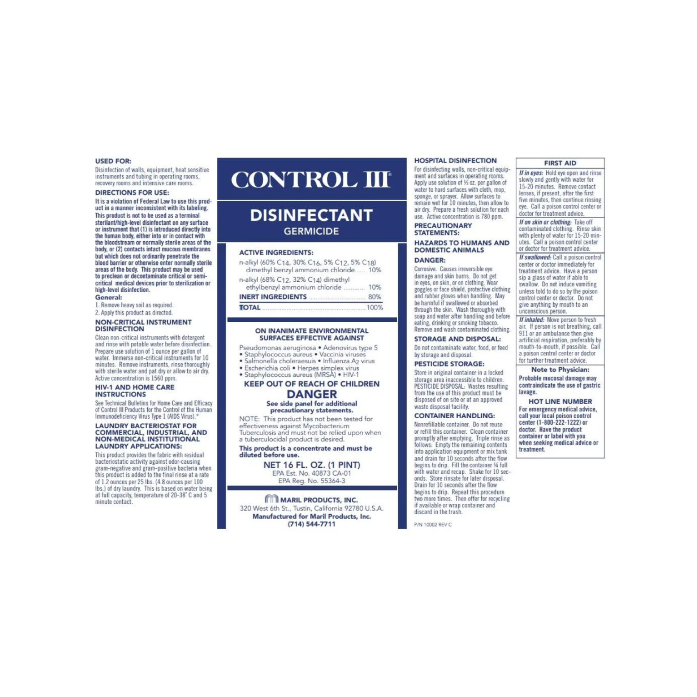 Control III Clinical Grade CPAP Cleaning Solution - 16oz